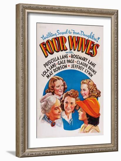 Four Wives, May Robson, Rosemary Lane, Lola Lane, Priscilla Lane, Gale Page, 1939-null-Framed Art Print
