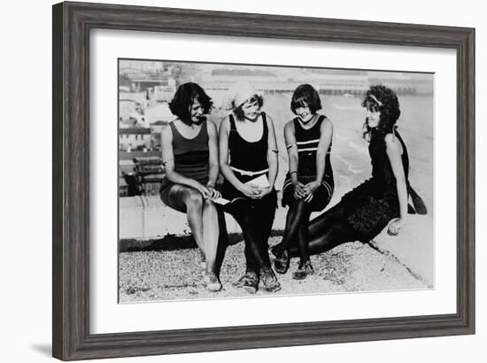 Four Women at the Beach Photograph - Atlantic City, NJ-Lantern Press-Framed Art Print