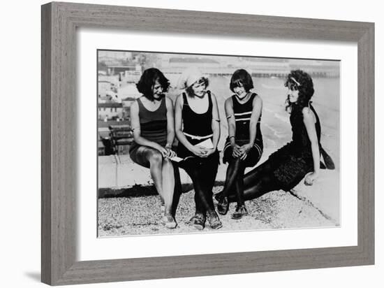 Four Women at the Beach Photograph - Atlantic City, NJ-Lantern Press-Framed Art Print