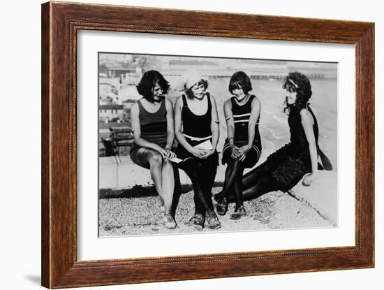 Four Women at the Beach Photograph - Atlantic City, NJ-Lantern Press-Framed Art Print