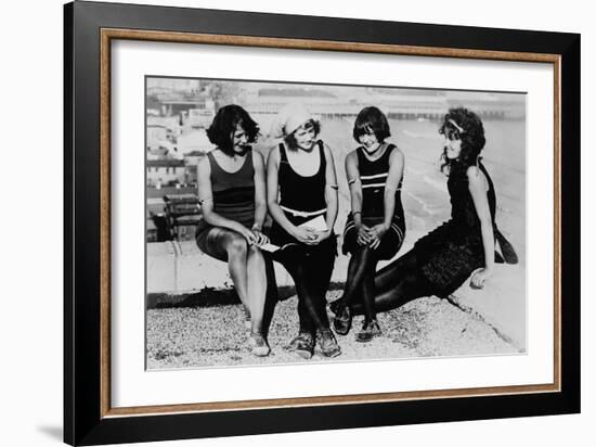 Four Women at the Beach Photograph - Atlantic City, NJ-Lantern Press-Framed Art Print