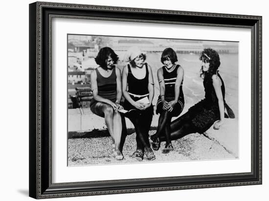 Four Women at the Beach Photograph - Atlantic City, NJ-Lantern Press-Framed Art Print