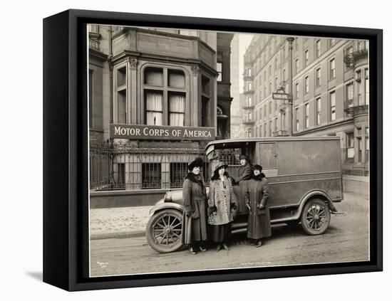 Four Women of the Motor Corps of America Standing in Front of an Ambulance (One Woman in Driver's…-Byron Company-Framed Premier Image Canvas