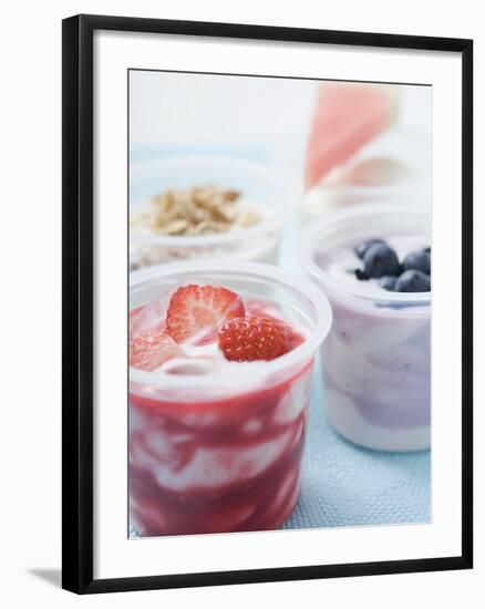 Four Yoghurts with Berries, Cereal and Watermelon-null-Framed Photographic Print