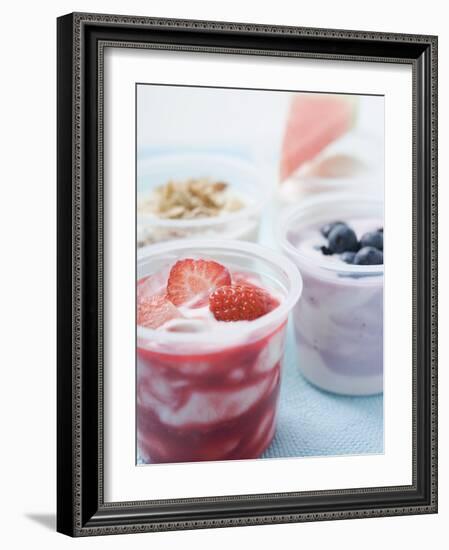 Four Yoghurts with Berries, Cereal and Watermelon-null-Framed Photographic Print