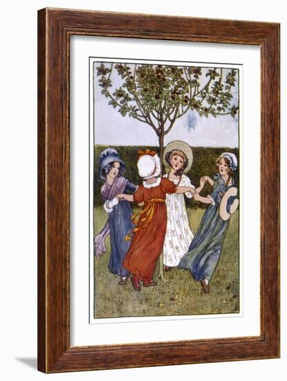 Four Young Girls Sing as They Go Round the Mulberry Bush-Millicent Sowerby-Framed Art Print
