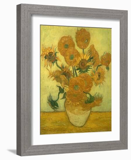 Fourteen Sunflowers in a Vase, 1889-Vincent van Gogh-Framed Giclee Print