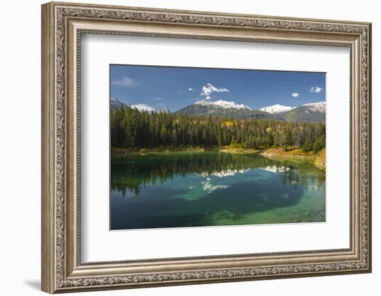 Fourth lake of valley of Five Lakes trail, Jasper National Park, UNESCO World Heritage Site, Canadi-Jon Reaves-Framed Photographic Print