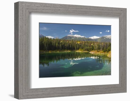 Fourth lake of valley of Five Lakes trail, Jasper National Park, UNESCO World Heritage Site, Canadi-Jon Reaves-Framed Photographic Print