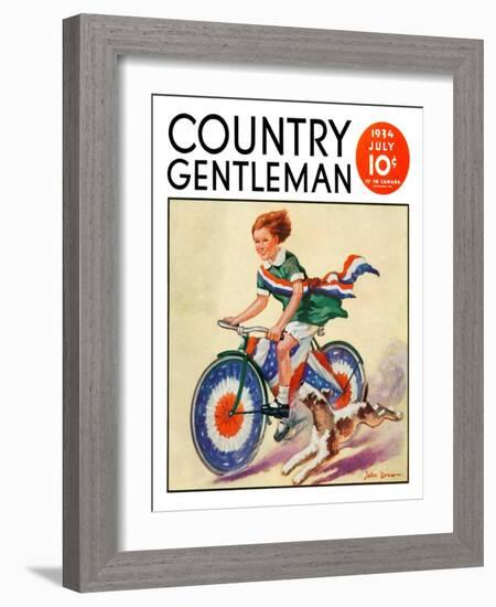 "Fourth of July Bike Ride," Country Gentleman Cover, July 1, 1934-John Drew-Framed Giclee Print