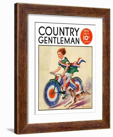 "Fourth of July Bike Ride," Country Gentleman Cover, July 1, 1934-John Drew-Framed Giclee Print