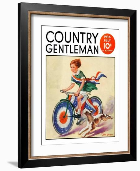 "Fourth of July Bike Ride," Country Gentleman Cover, July 1, 1934-John Drew-Framed Giclee Print