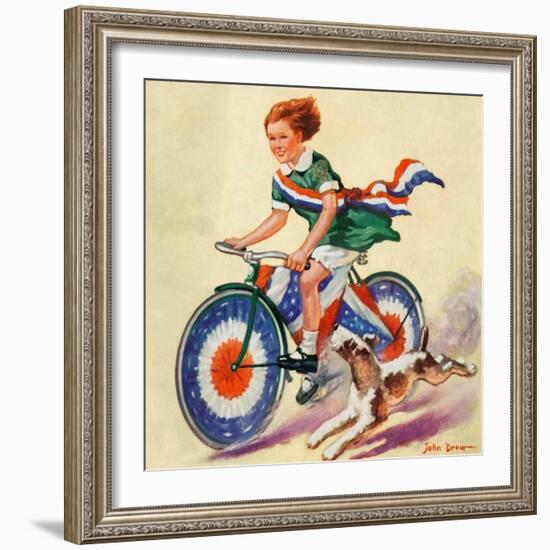 "Fourth of July Bike Ride,"July 1, 1934-John Drew-Framed Giclee Print