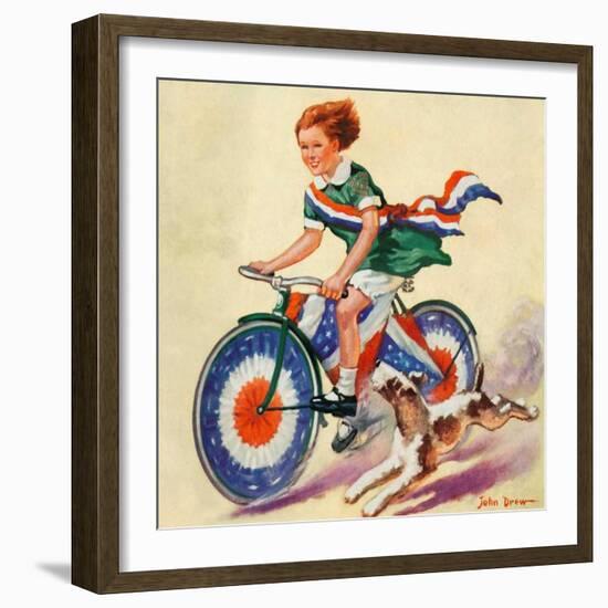 "Fourth of July Bike Ride,"July 1, 1934-John Drew-Framed Giclee Print