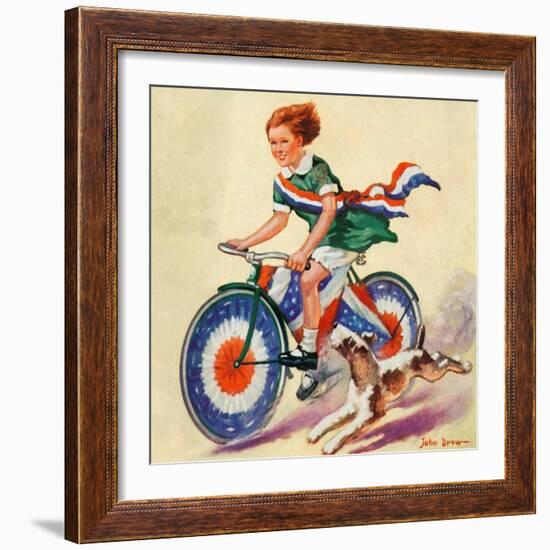 "Fourth of July Bike Ride,"July 1, 1934-John Drew-Framed Giclee Print