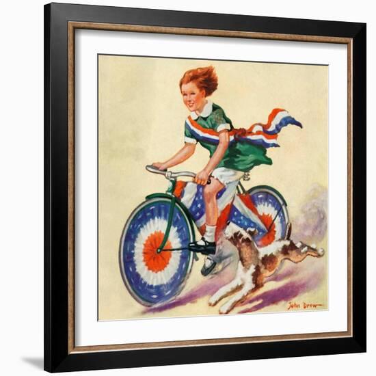 "Fourth of July Bike Ride,"July 1, 1934-John Drew-Framed Giclee Print