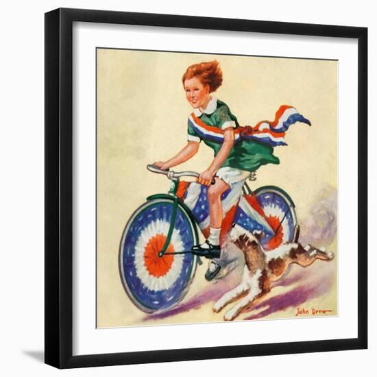 "Fourth of July Bike Ride,"July 1, 1934-John Drew-Framed Giclee Print