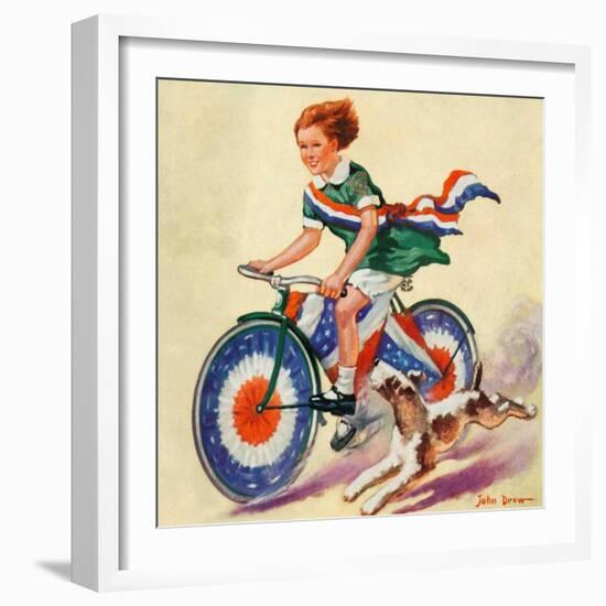 "Fourth of July Bike Ride,"July 1, 1934-John Drew-Framed Giclee Print