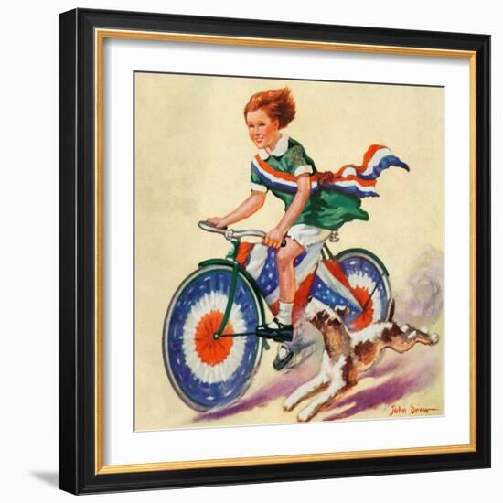 "Fourth of July Bike Ride,"July 1, 1934-John Drew-Framed Giclee Print