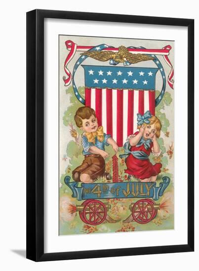 Fourth of July, Children with Firecrackers-null-Framed Art Print