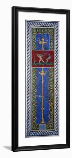 Fourth Style Mosaic of Wall Panel Depicting Candelabrum and Hunting Putto-null-Framed Giclee Print