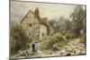 Fowl House Farm, Witley, with Children, a Shepherd and a Flock of Sheep Nearby-Myles Birket Foster-Mounted Giclee Print