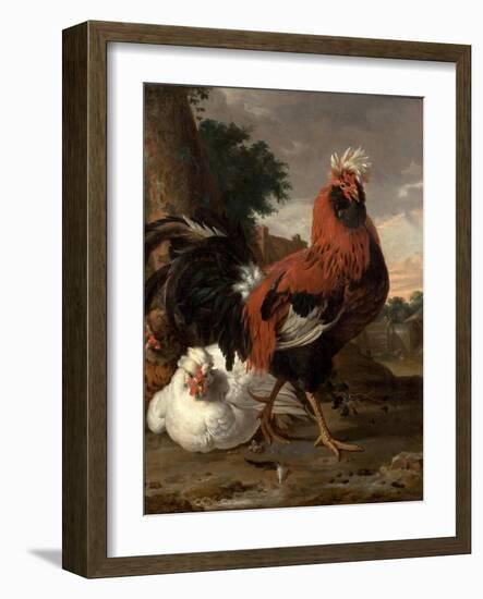 Fowl (Oil on Canvas)-Melchior de Hondecoeter-Framed Giclee Print