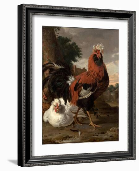 Fowl (Oil on Canvas)-Melchior de Hondecoeter-Framed Giclee Print