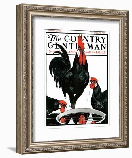 "Fowl Reflections," Country Gentleman Cover, October 27, 1923-Paul Bransom-Framed Giclee Print