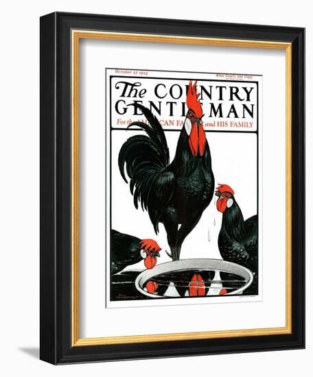 "Fowl Reflections," Country Gentleman Cover, October 27, 1923-Paul Bransom-Framed Giclee Print