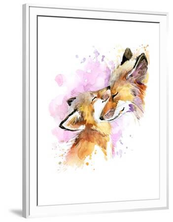 Fox And Baby Watercolor Illustration Motherhood Background