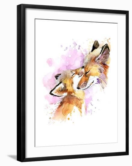 Fox and Baby. Watercolor Illustration. Motherhood Background-Faenkova Elena-Framed Art Print