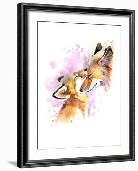 Fox and Baby. Watercolor Illustration. Motherhood Background-Faenkova Elena-Framed Premium Giclee Print