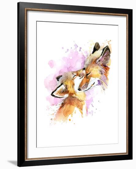 Fox and Baby. Watercolor Illustration. Motherhood Background-Faenkova Elena-Framed Premium Giclee Print