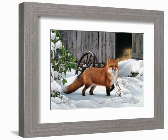 Fox and Barn-Russell Cobane-Framed Art Print