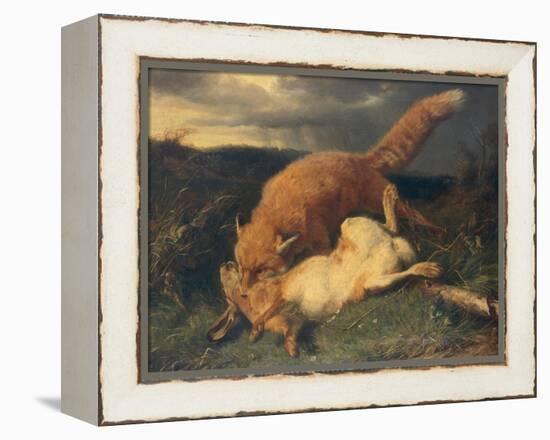 Fox and Hare, 1866-Johann Baptist Hofner-Framed Premier Image Canvas