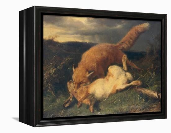 Fox and Hare, 1866-Johann Baptist Hofner-Framed Premier Image Canvas