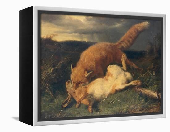 Fox and Hare, 1866-Johann Baptist Hofner-Framed Premier Image Canvas