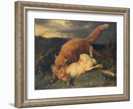 Fox and Hare, 1866-Johann Baptist Hofner-Framed Giclee Print