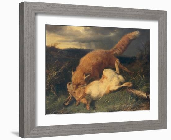 Fox and Hare, 1866-Johann Baptist Hofner-Framed Giclee Print