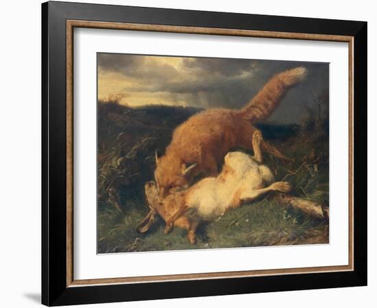 Fox and Hare, 1866-Johann Baptist Hofner-Framed Giclee Print