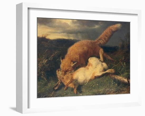 Fox and Hare, 1866-Johann Baptist Hofner-Framed Giclee Print