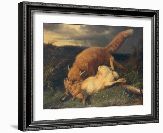 Fox and Hare, 1866-Johann Baptist Hofner-Framed Giclee Print