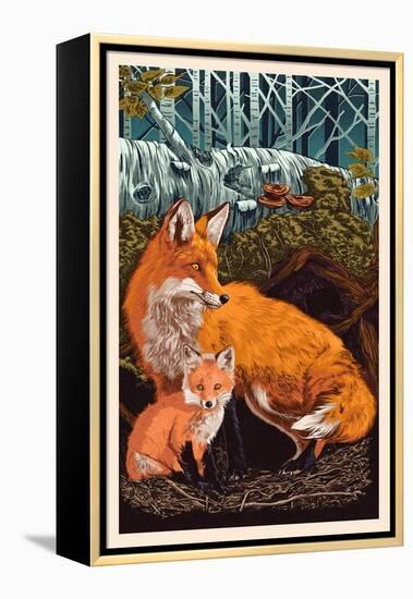 Fox and Kit-Lantern Press-Framed Stretched Canvas