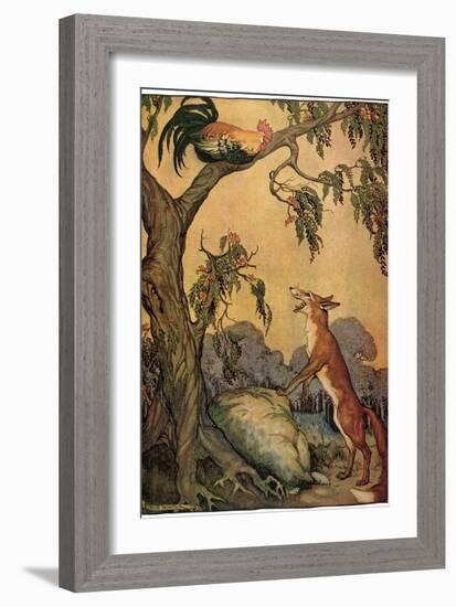 Fox and Rooster in Tree, 1919-Milo Winter-Framed Giclee Print