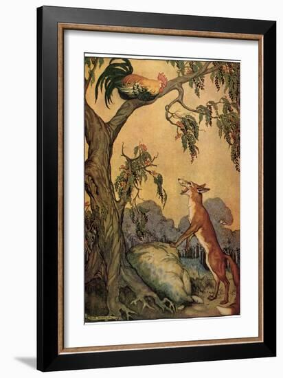 Fox and Rooster in Tree, 1919-Milo Winter-Framed Giclee Print