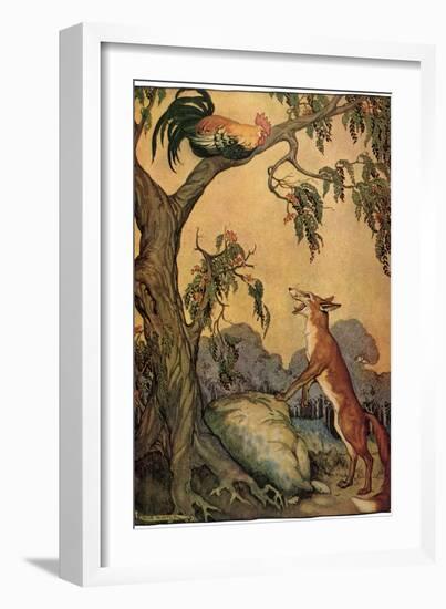 Fox and Rooster in Tree, 1919-Milo Winter-Framed Giclee Print