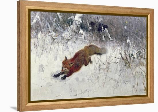 Fox Being Chased Through the Snow-Bruno Andreas Liljefors-Framed Premier Image Canvas
