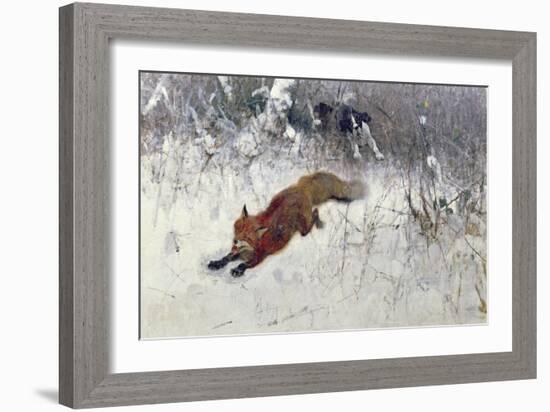 Fox Being Chased Through the Snow-Bruno Andreas Liljefors-Framed Giclee Print