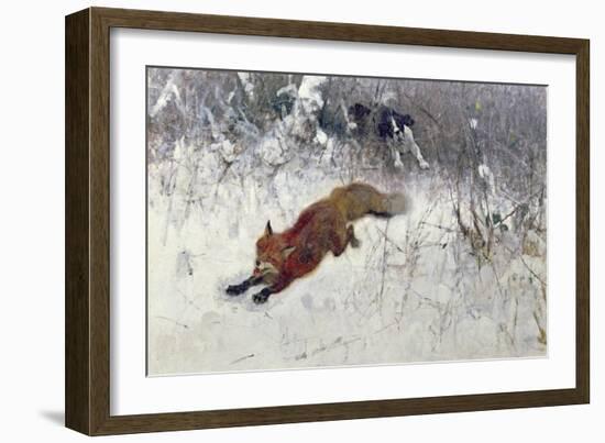 Fox Being Chased Through the Snow-Bruno Andreas Liljefors-Framed Giclee Print